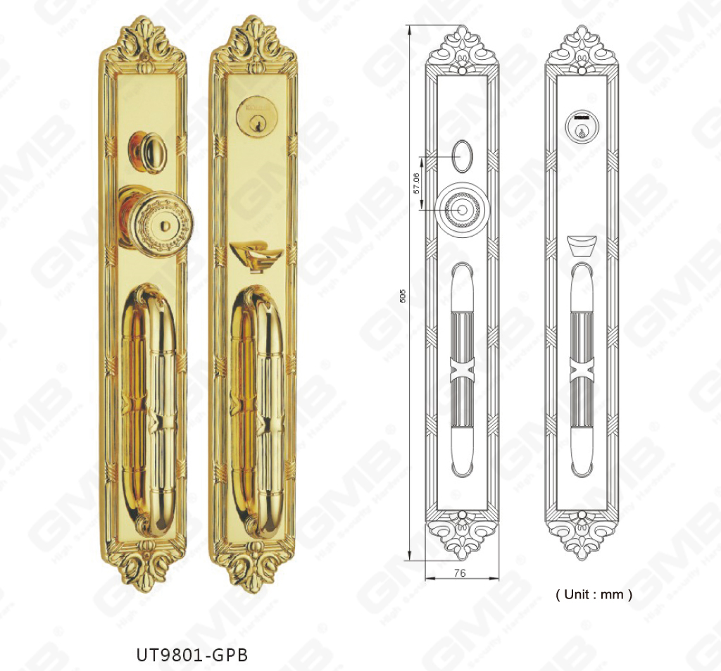 Messing Buitendeurkruk Toepassing locd Amerikaanse luxe sloten (UT9801-GPB)