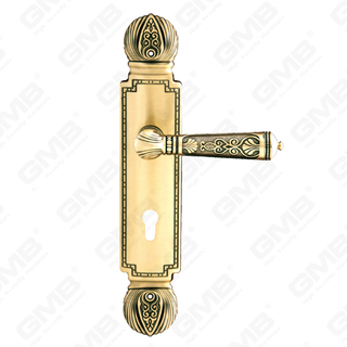 Messing Handgrepen Houten Deur Hardware Handvat Slot Deurklink op Plaat voor Insteekslotset (B-PM9587-CF)