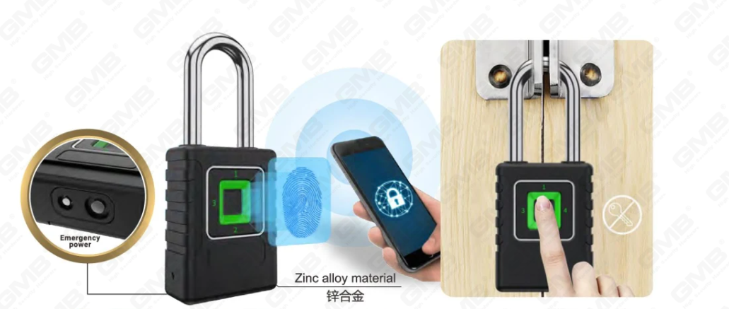 High Security keyless IP65 wifi digitale vingerafdruk wachtwoord tuya/tt app slimme elektronische hangslot