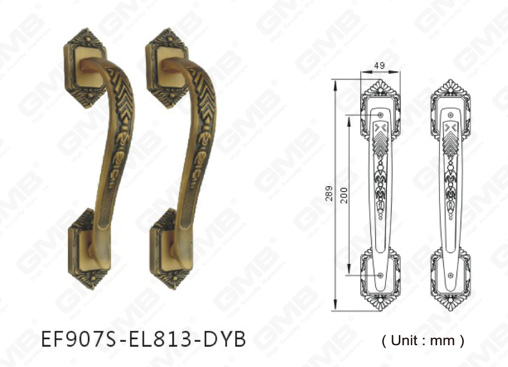 Luxe Buitendeur Grote Zinklegering Klassieke Handgreep Oppervlaktebehandeling Chroom (EF907S-EL813-DYB)