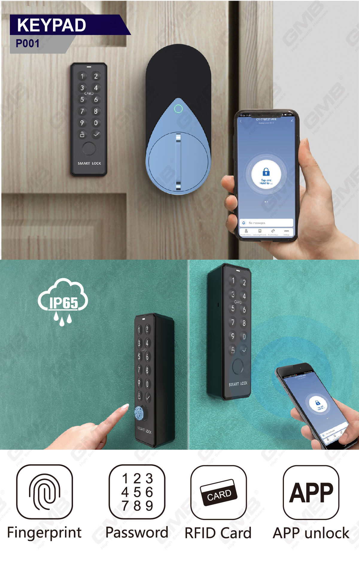 European keyless entry wachtwoord vingerafdruk op afstand draadloos digitaal toetsenbord (p001)