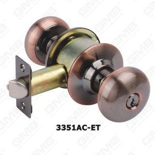 Dead Latch en Spring Latch Special Design ontmoet Ansi Tumbler Brass Cilinder Cilindrical Knob & Tubular Lock (3351Ac-ET)
