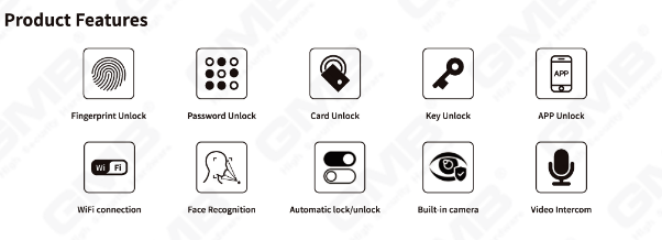 High Security Fingerprint/RFID-kaart/WiFi/Tuya/TT-app/met Camera Intelligent Anti-Peep Digital Smart Door Lock (824)